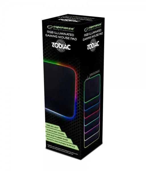 Tapete Gaming  P/ Rato - LED RGB 35x25 Preto
