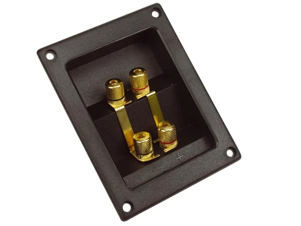 Double Loudspeaker Connection Terminal - Rectangular - Gold
