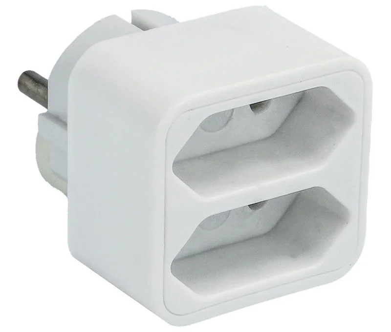 Adaptador De Rede 1 Macho Schuko Para 2 Fêmea Euro