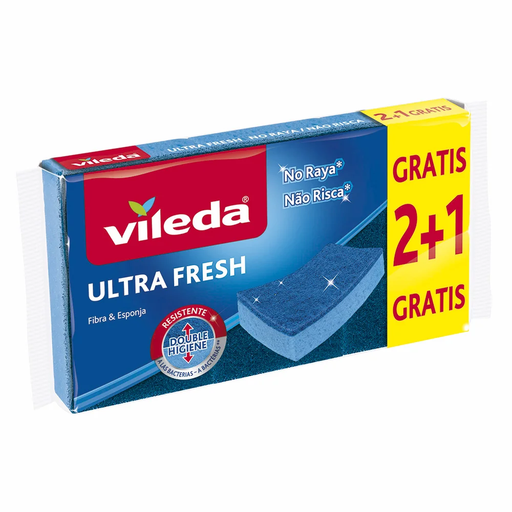 Ultra Fresco Non-Striped Stroke com Esponja 2 + 1 166459 Vileda
