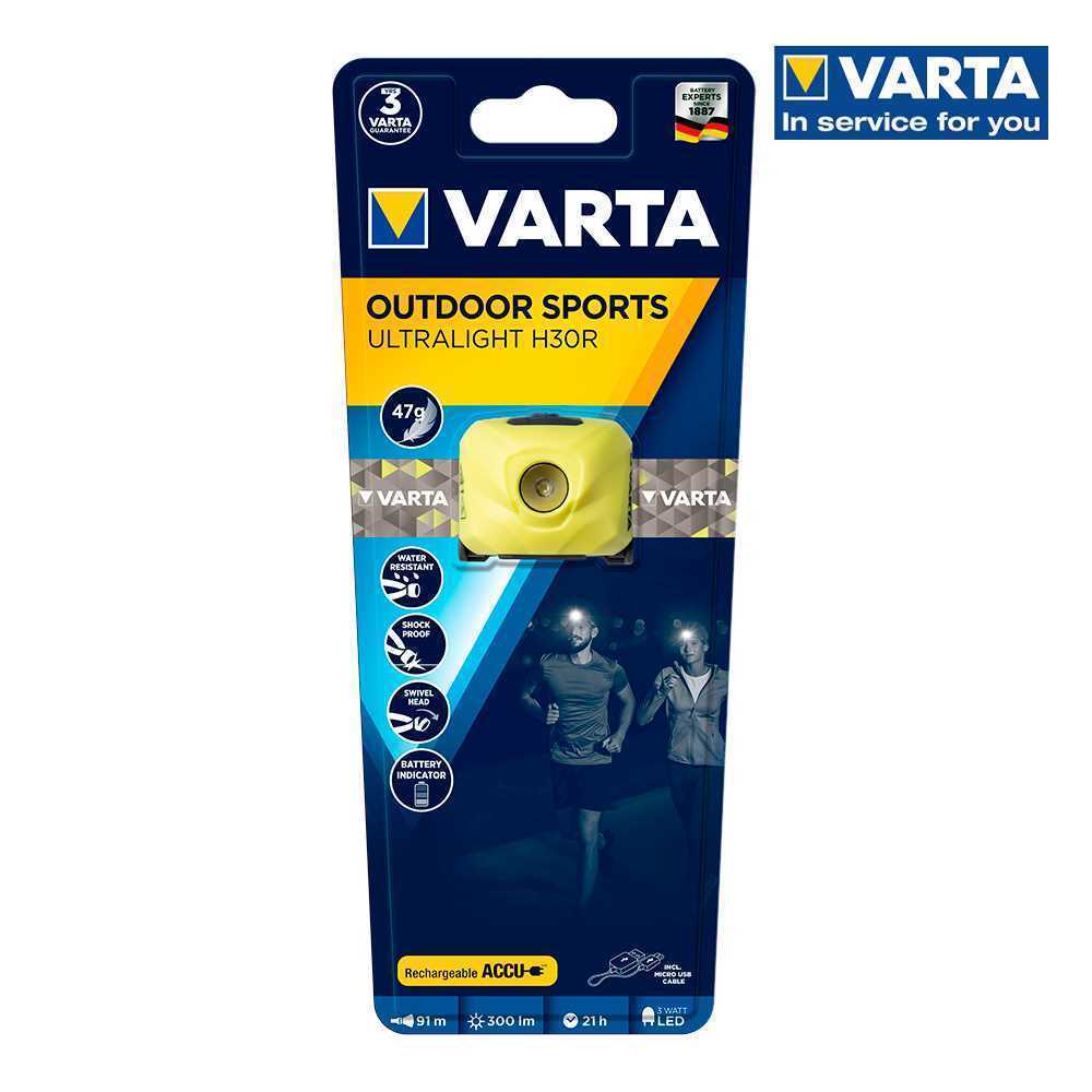 Lanterna LED para a Cabeça Varta H30R 300 lm IPX4.