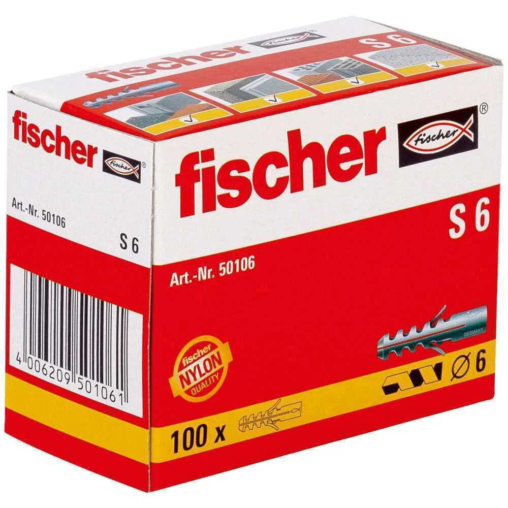 Bucha de Expansão S6 Caixa 100un Fischer