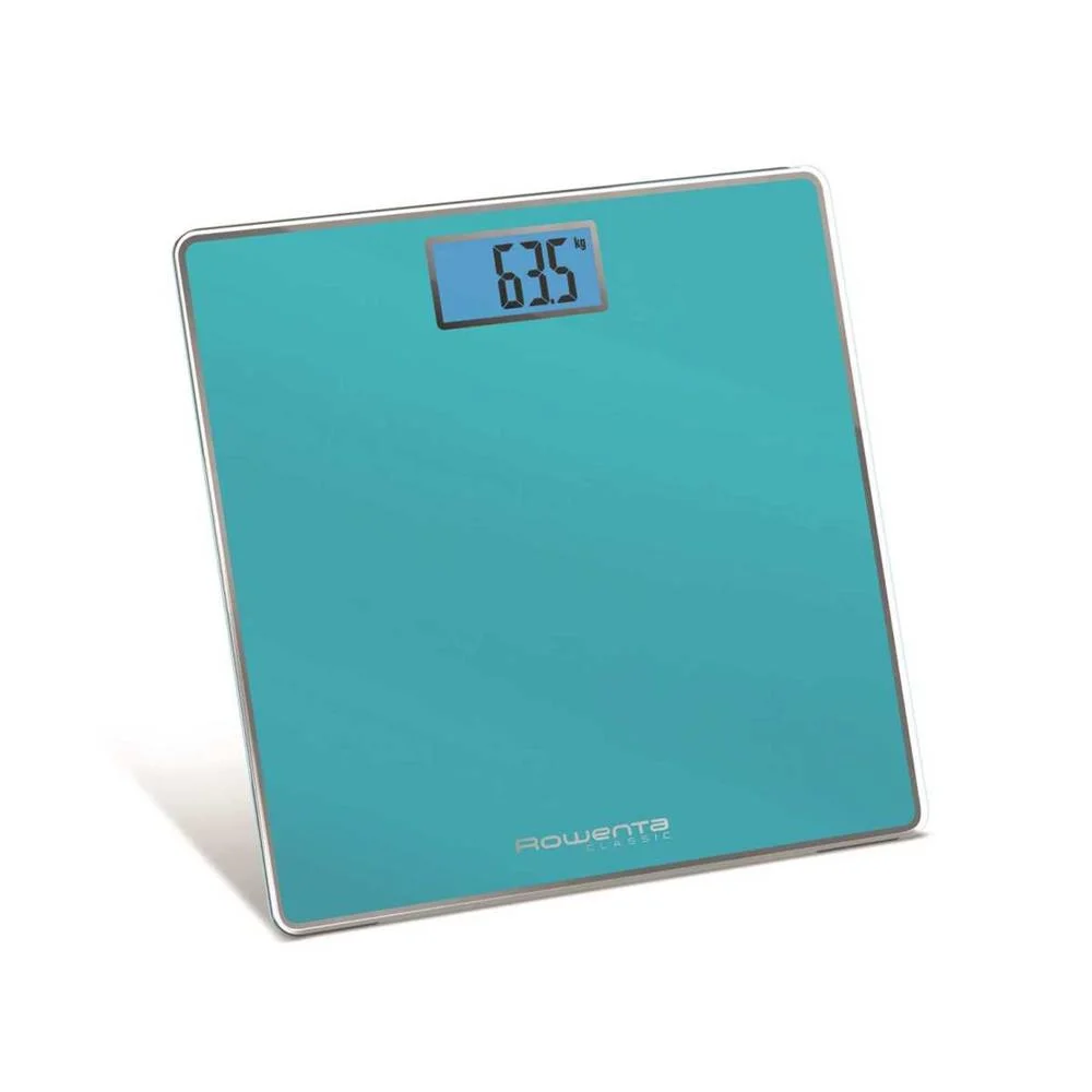 Balança Digital para Casa de Banho Rowenta Bs1503v0 3"" Vidro Temperado Turquesa 160 Kg Baterias X 2