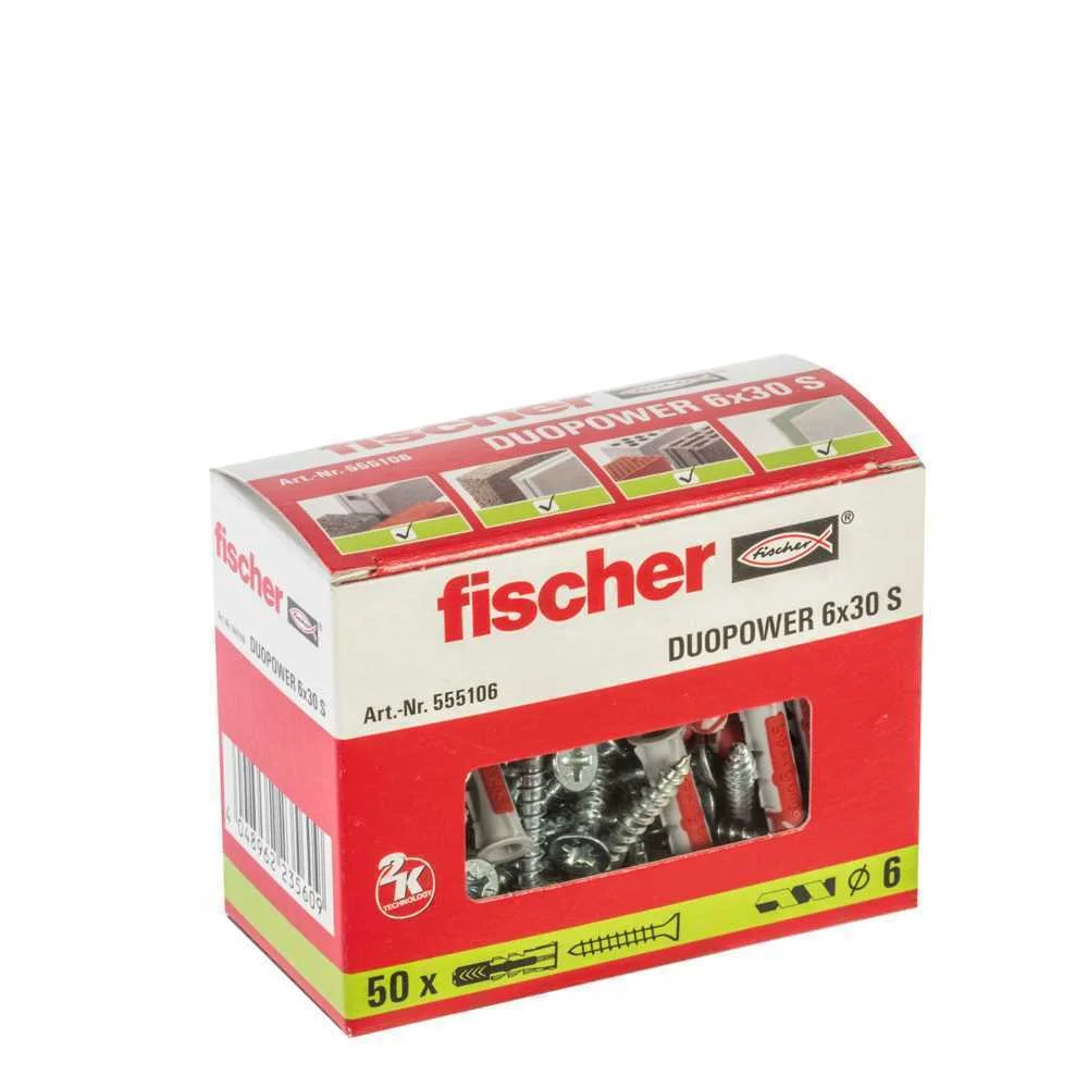 50 Buchas De Nylon Fischer Duopower 6x30mm