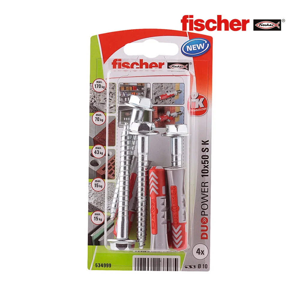 Blister 4 Buchas + Parafusos Duopower 10x50 Fisch.