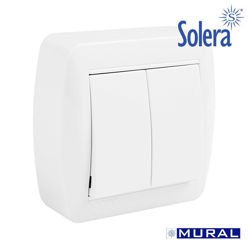 Comutador Duplo 74x72x28mm Superficie Mural Solera Mur12u