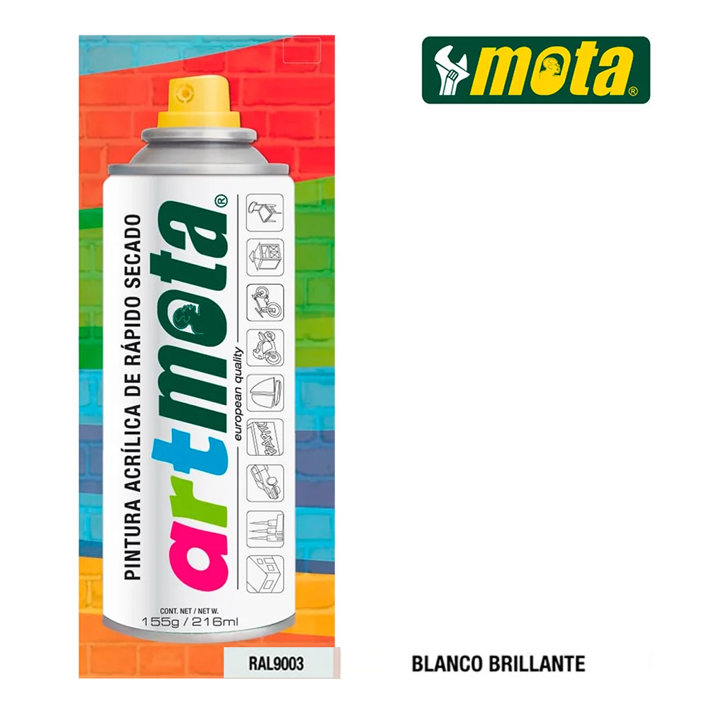 Tinta em Spray Mota La04 Ral 9003 Brilhante 216 Ml Branco 