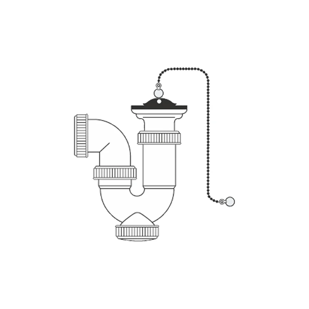 Sifão Curvo Extensivel 1'1/2' Com Corrente E Tampa