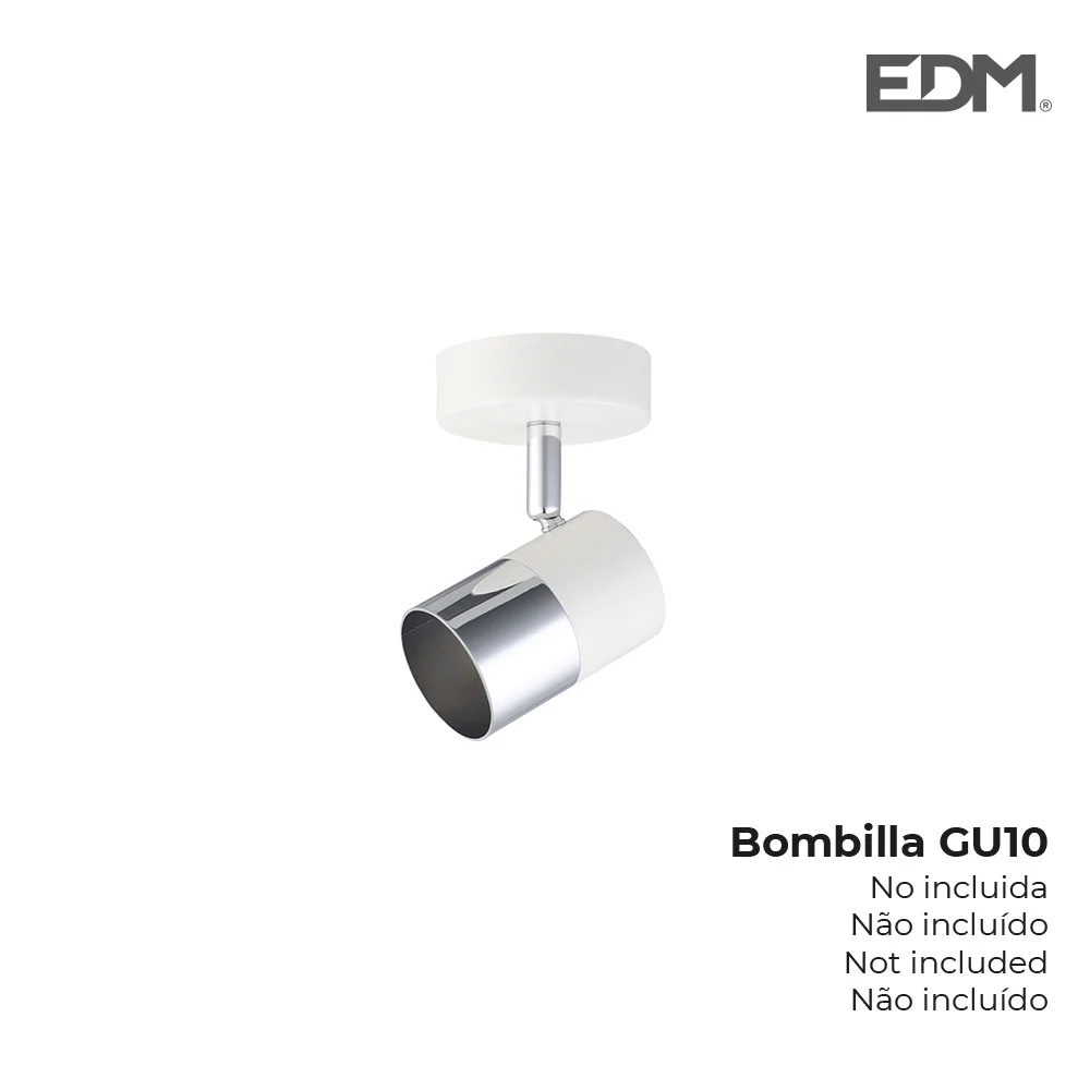 Foco 1 Lampada Branco Osso + Prata Moon Edm