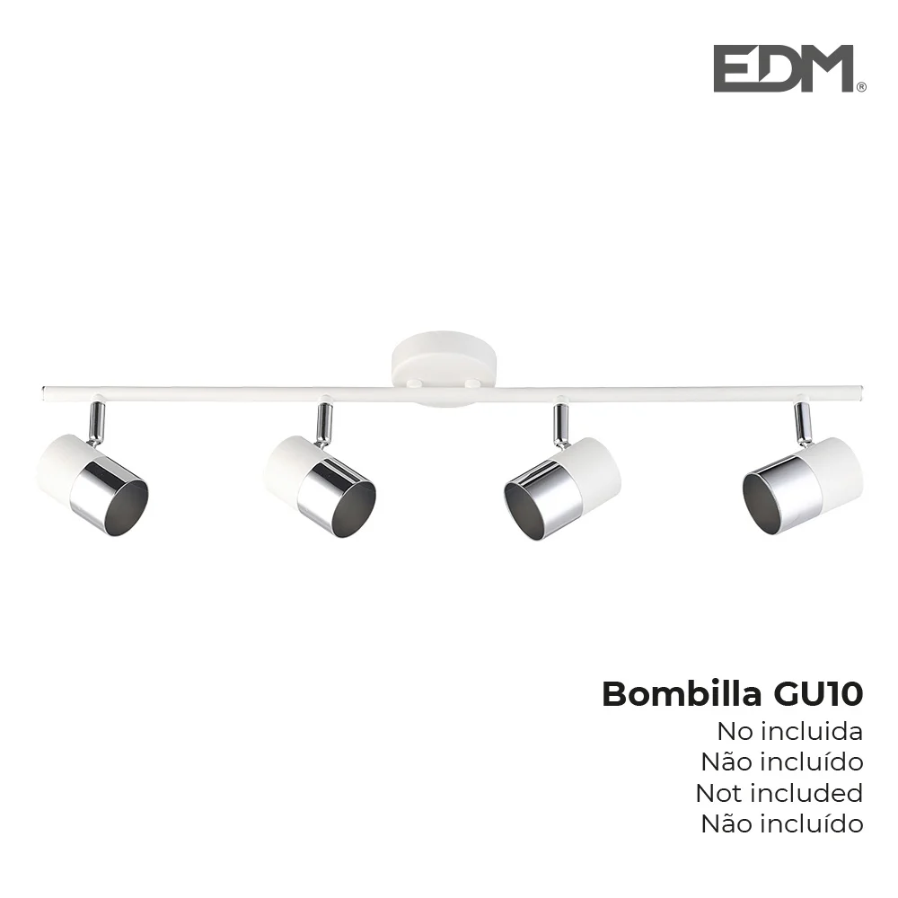 Foco 4 Lampadas Branco Osso + Prata Moon Edm