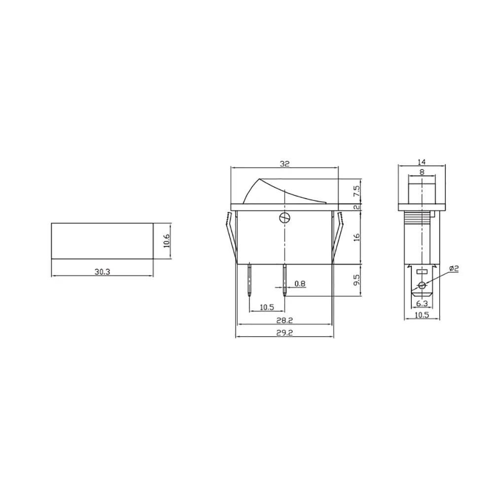 Interruptor On-Off-On Estreito 15a 250v Preto