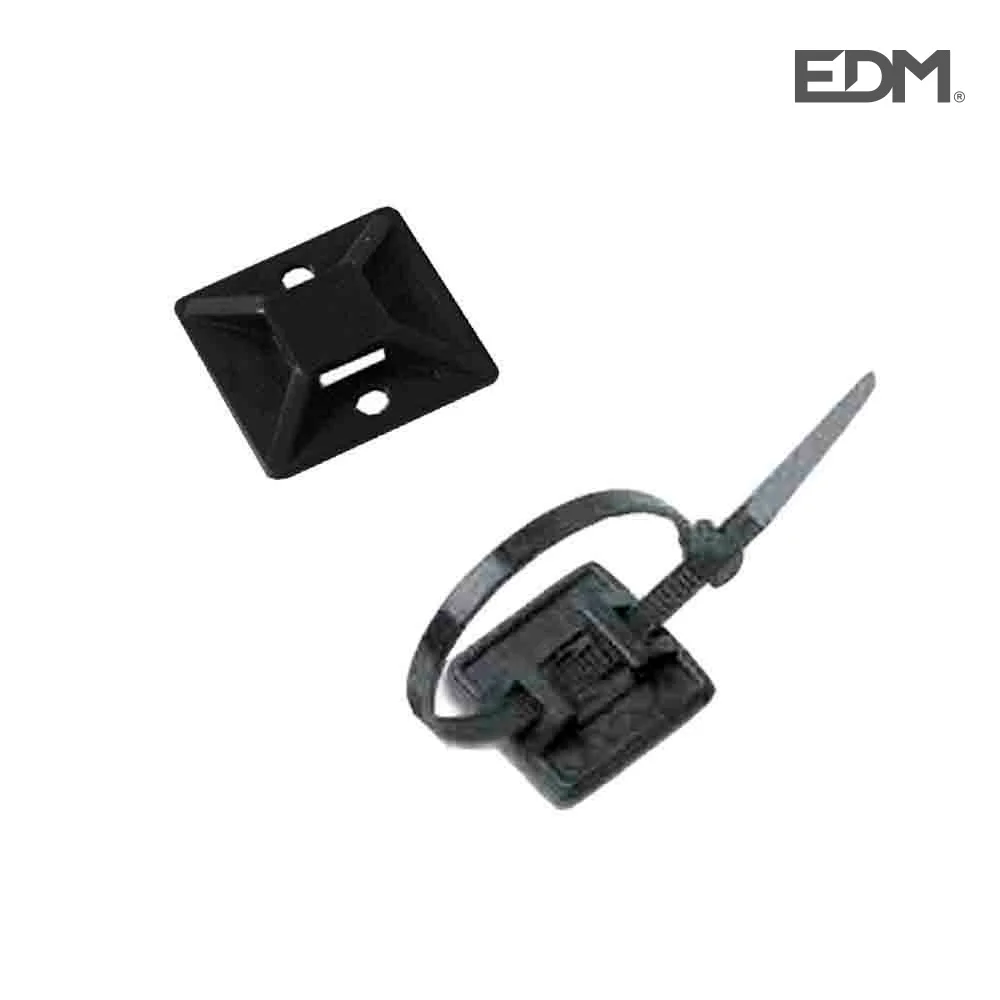 Pack 100 Unid. Base de Fixação Adesiva Preta para Abraçadeira 3,6mm