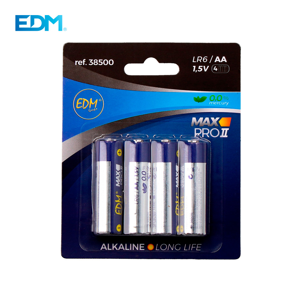 Pilha Edm Alcalina Long Life AA - Lr06 1,5v (Blíster 4 Unid.) Ø14,5x50,5mm