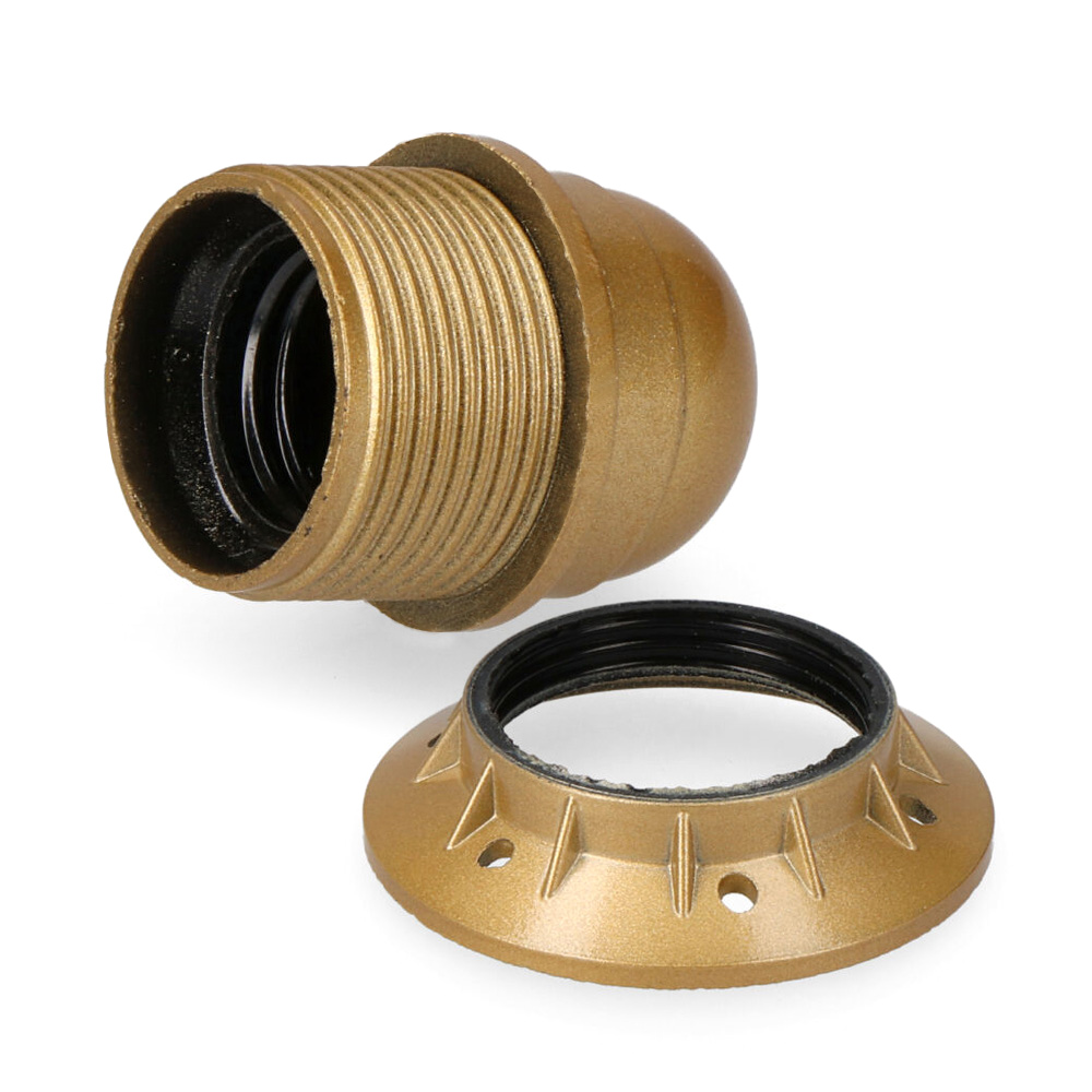 Casquilho Semi-Rosca E-27 Dourado + Arruela