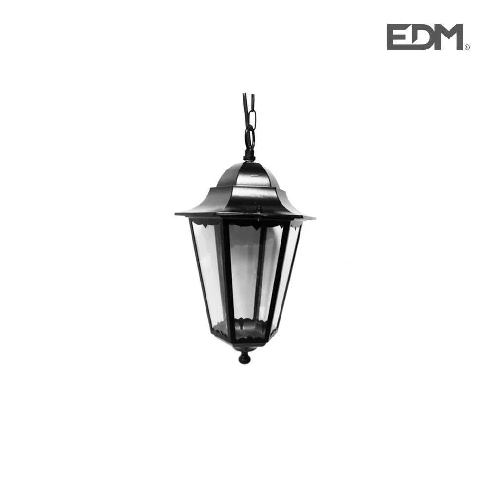Candeeiro de Teto em Alumínio e Vidro Ip44 E27 60w Cor Preto Ø19.2x945,7cm Modelo Zurich. Edm