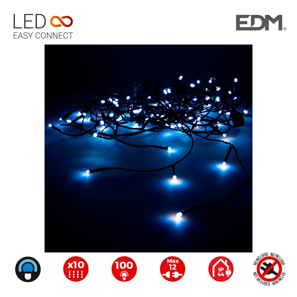 Cortina Easy-Connect Azul 10 Tiras 100 Leds Ip44 .