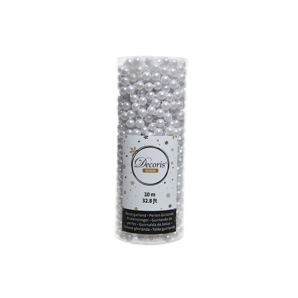 Corrente de Bolas Decorativas para Árvore de Natal Cor Branco Neve 10m
