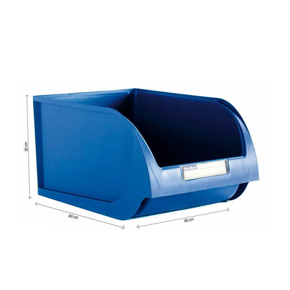 Caixa Contentora Empilhável de 40cm Cor Titanium Azul