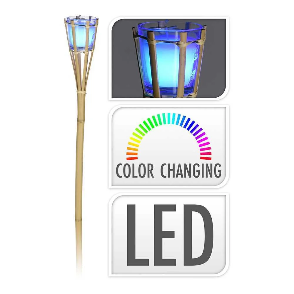Tocha De Bambu De Jardim Com Led