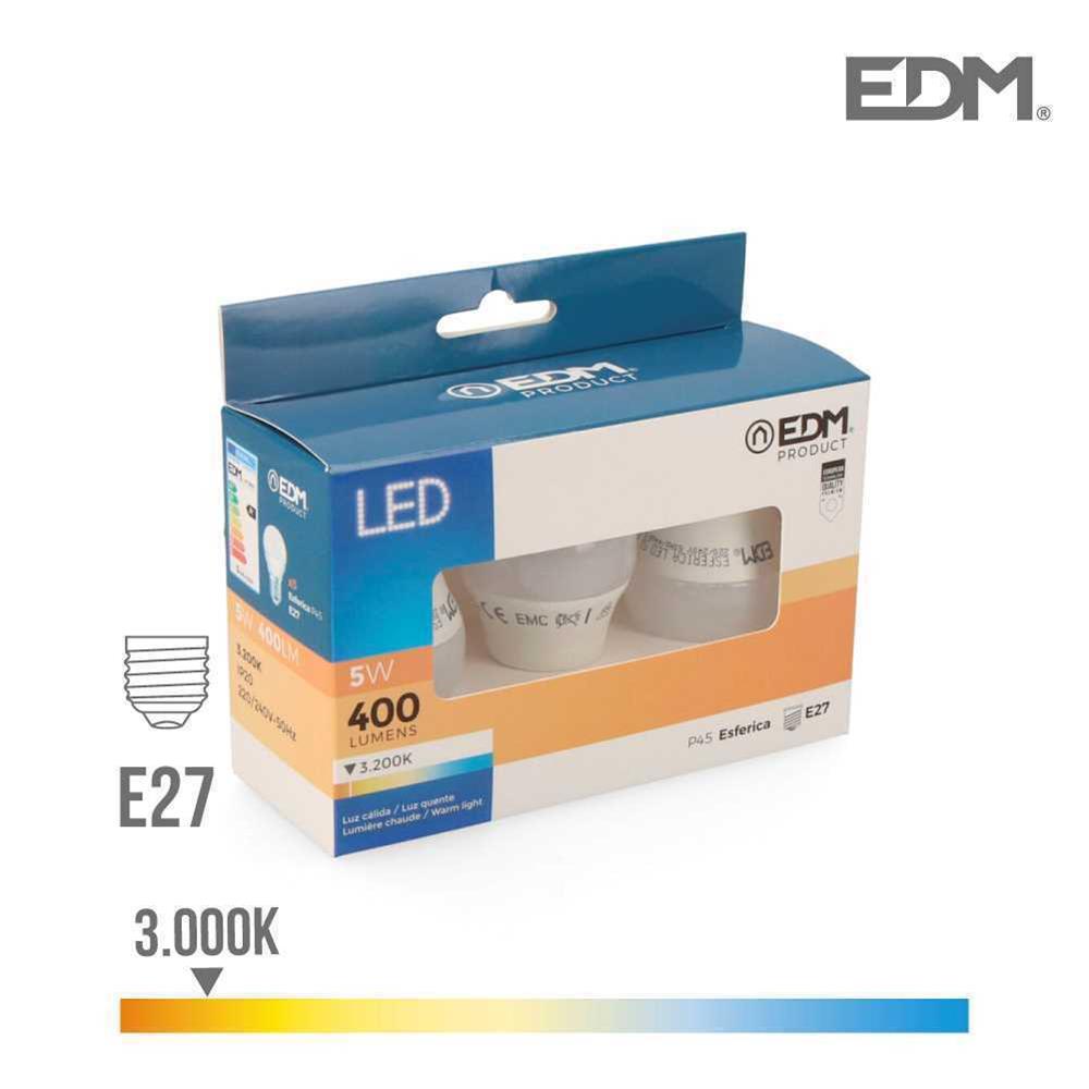 Kit 3 Lâmpadas Esfericas Led E27 5W 400Lm 3200K Lu