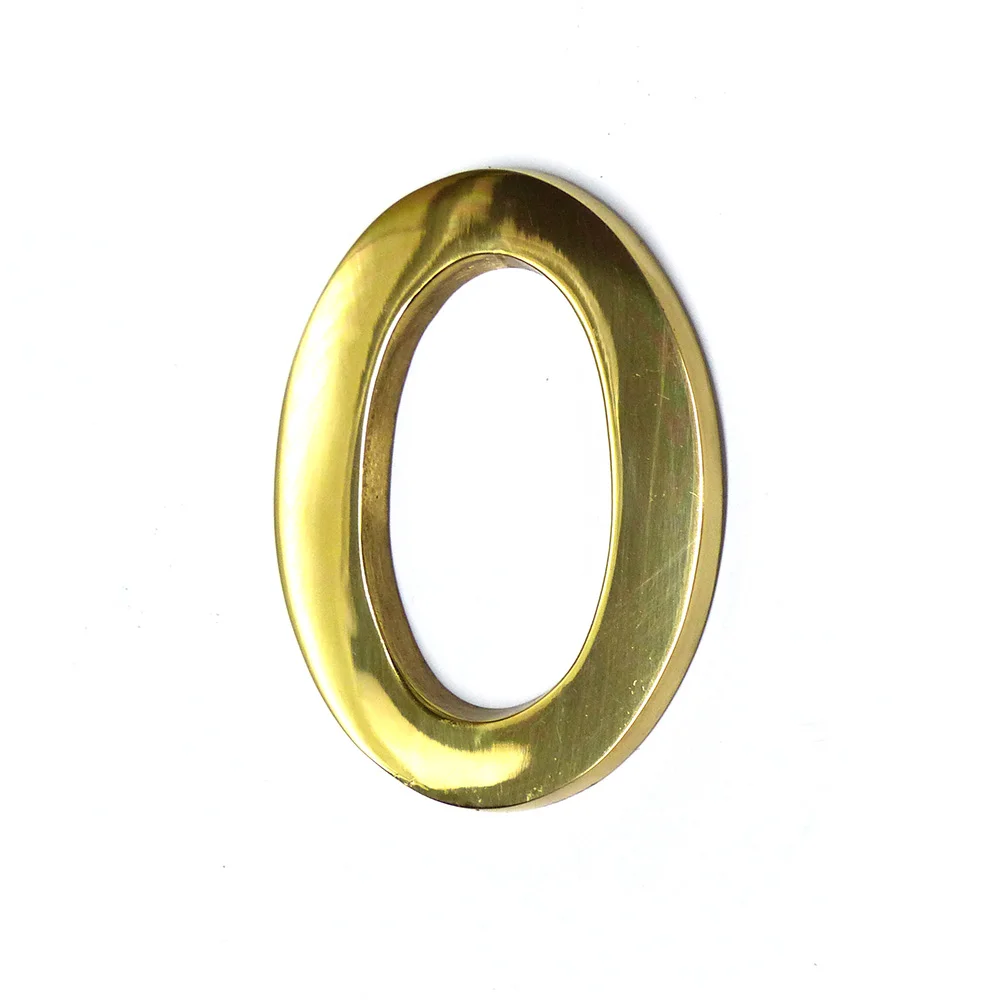 Numero 0 Latão Polido 10Cm Fixação Invisivel