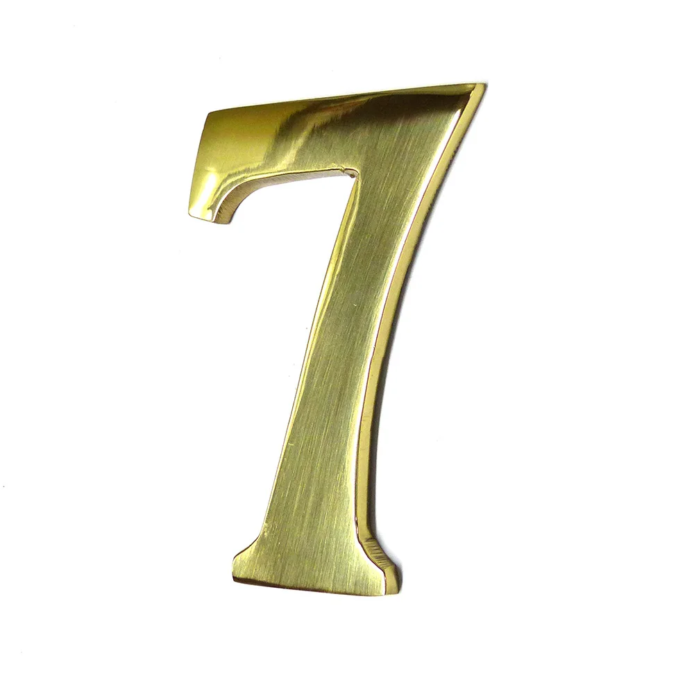 Numero 7 Latão Polido 10Cm Fixação Invisivel