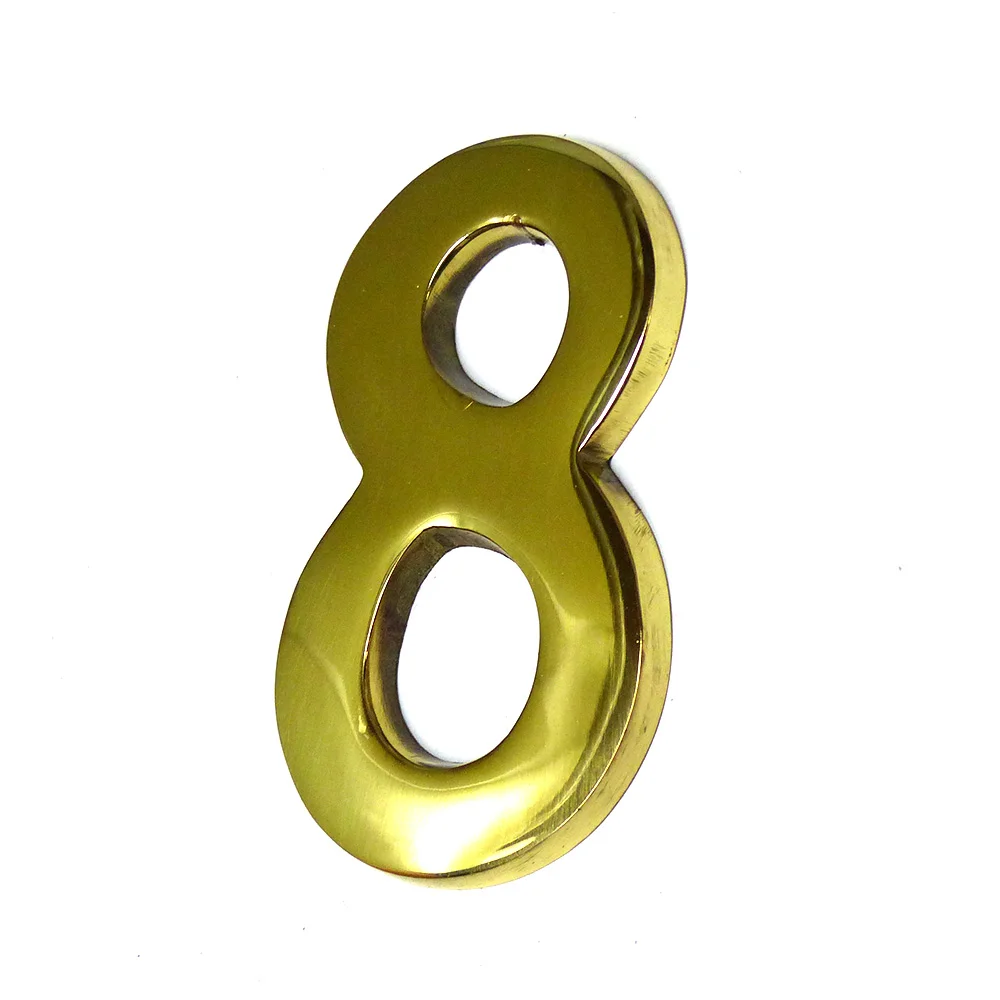 Numero 8 Latão Polido 10Cm Fixação Invisivel