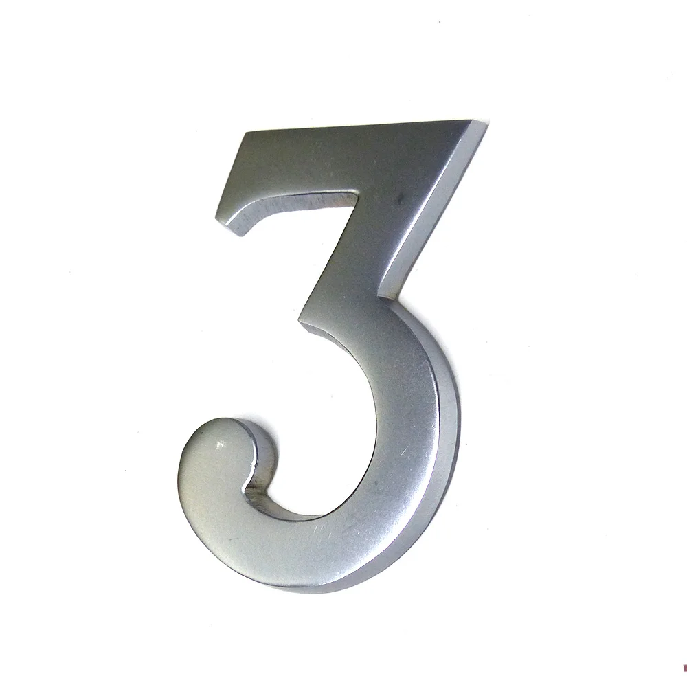 Numero 3 Niquel Mate 10Cm Fixação Invisivel
