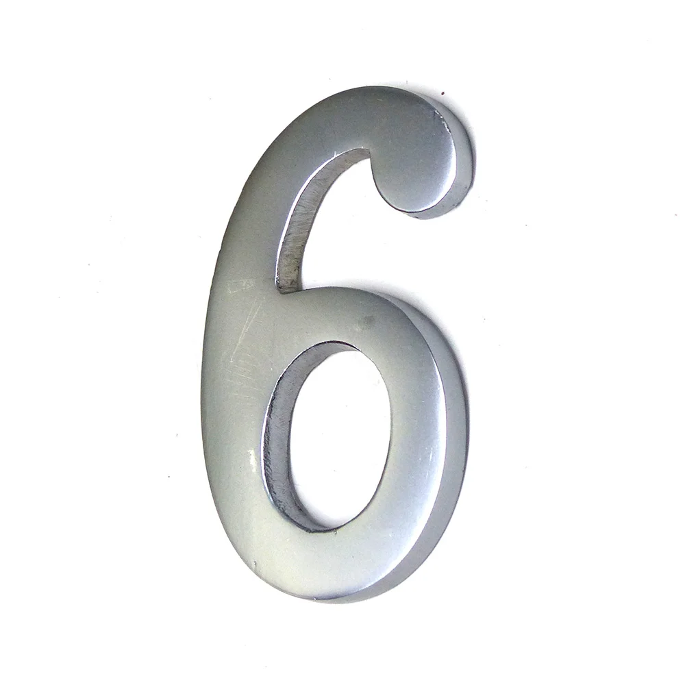 Numero 6 Niquel Mate 10Cm Fixação Invisivel
