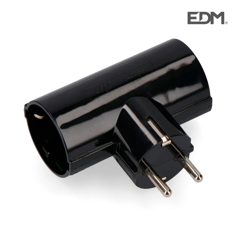 Ficha Dupla Preta Blister  com Baquelite T/Tl 16a.