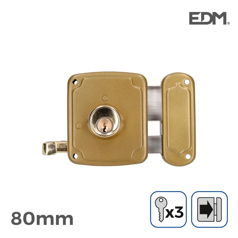 Fechadura Direita 80Mm 3 Chaves Incluidas