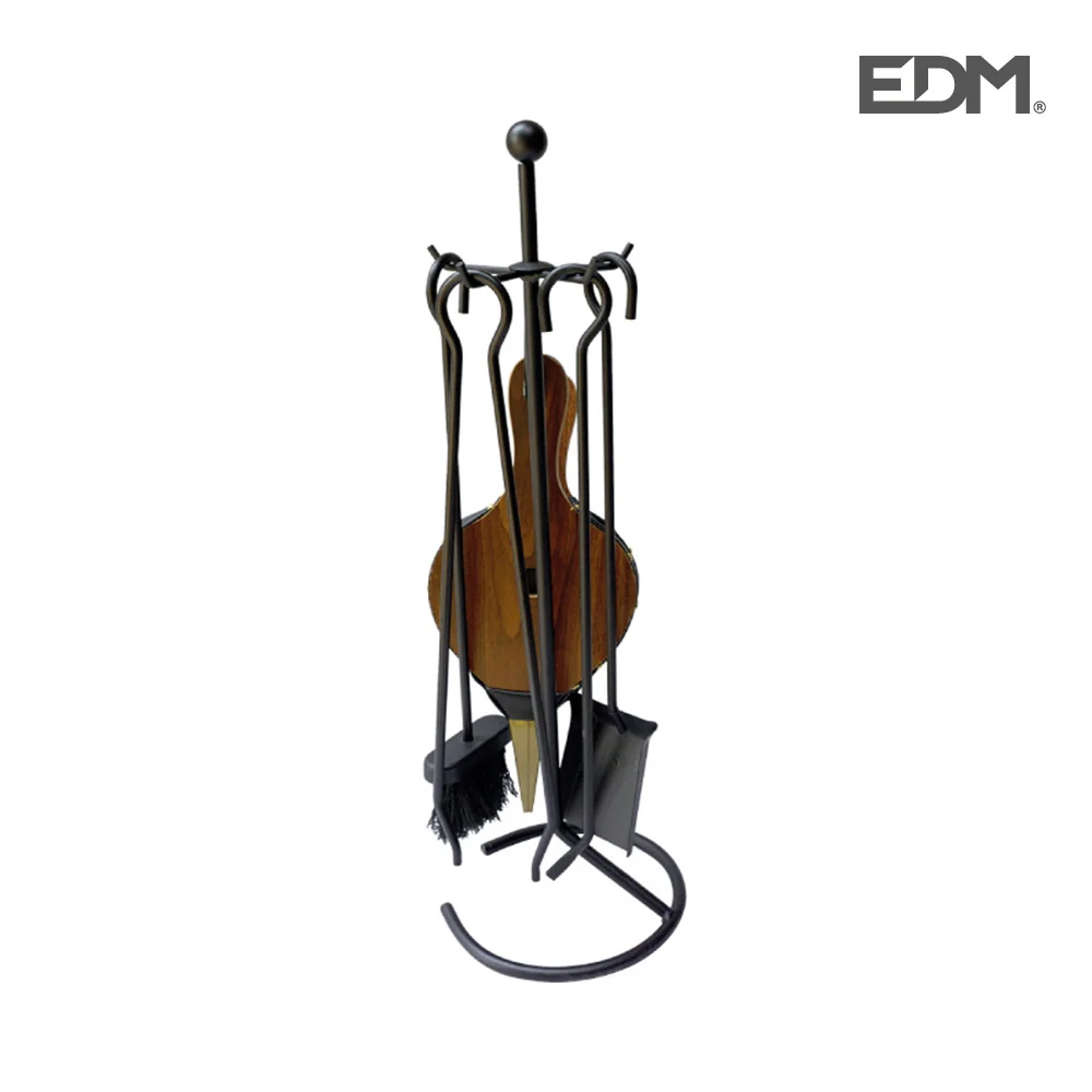 Kit De Lareira Deluxe Preto 5 Peças Alto 68Cm Edm