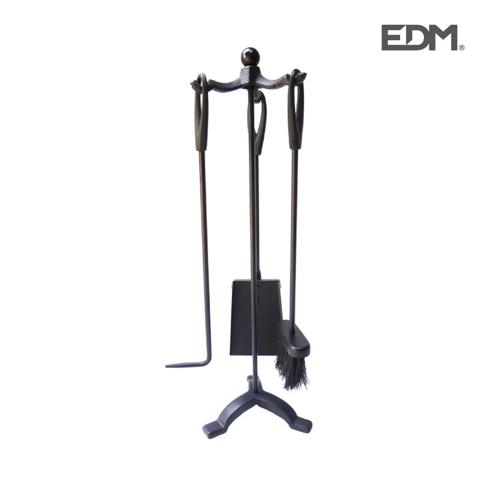Kit De Lareira Deluxe Preto 3 Peças 61Cm Edm