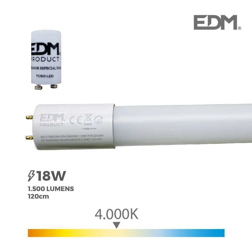 Tubo LED T8 18w 1500 Lm 4000k Luz Dia (Eq.36w) Edm