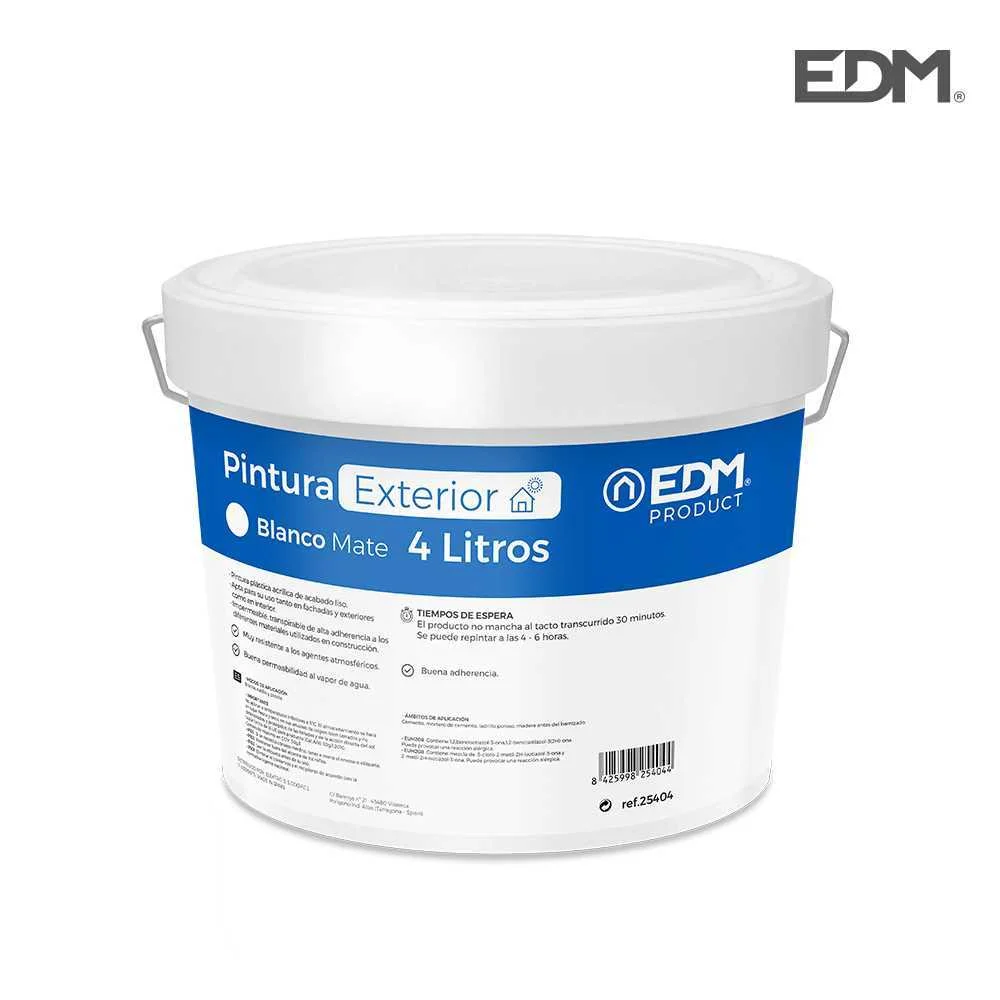 Pintura Plastica Mate Interior/Exterior Branca 4l Edm