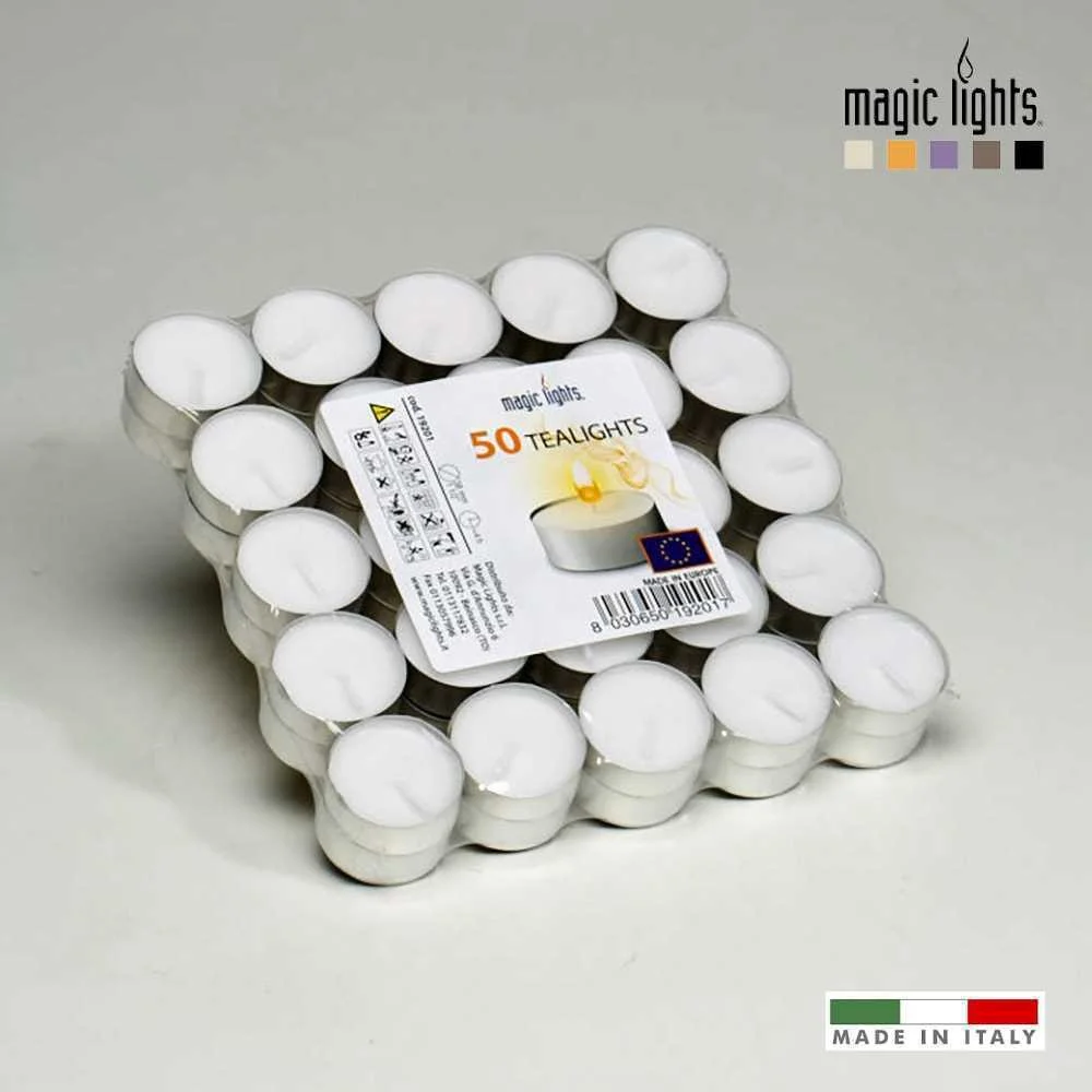 Pack 50 Velas Blancas 12Gr. Magic Lights
