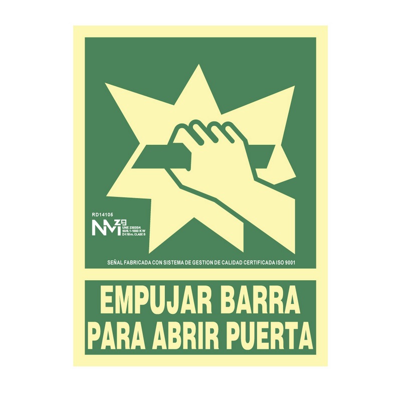 Sinal de Evacuação Empurrar Barra para Abrir Por.