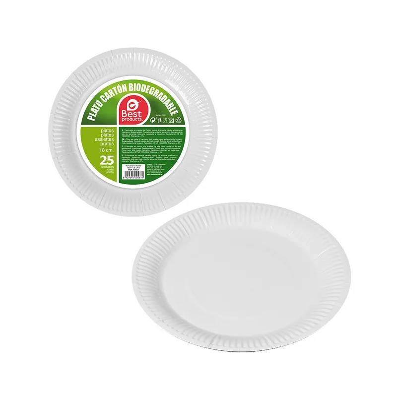 Pack 25Un Prato Sobremesa Branco Papelão 18Cm Best