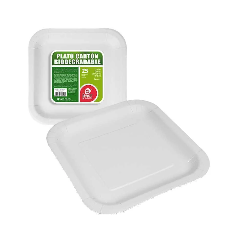 Pack 25Un Prato Quadrado Branco Papelão 20Cm Best
