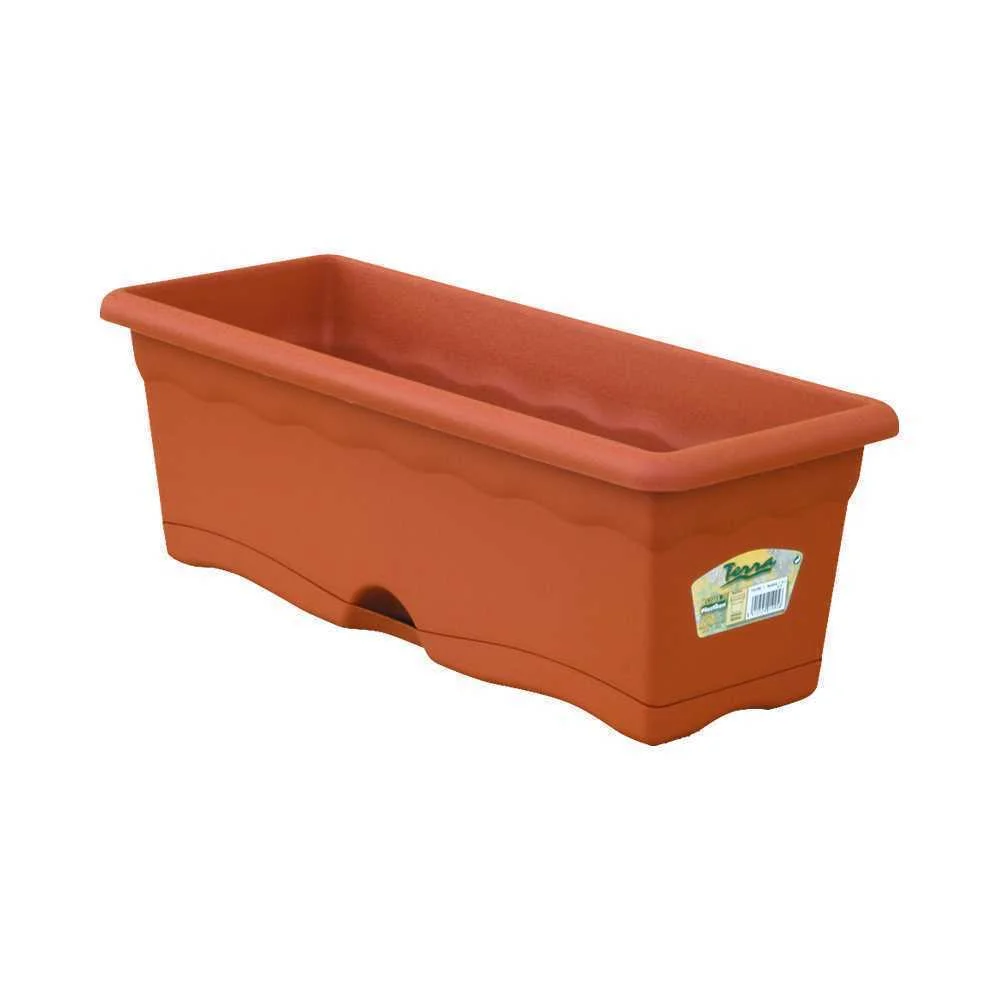 Floreira Com Prato Integrado 50X20Cm Terracota