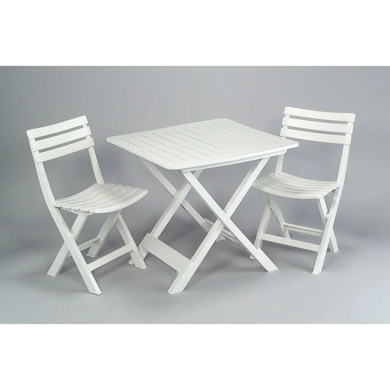 Conjunto Mesa E 2 Cadeiras Dobráveis Cor Branco