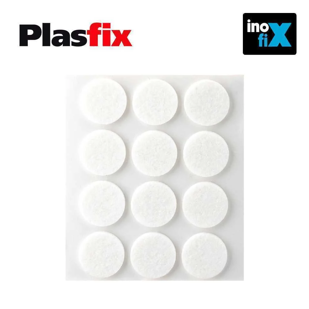 Pack 12 Feltros Adesivos Sinteticos Brancos, Ø22mm Plasfix Inofix