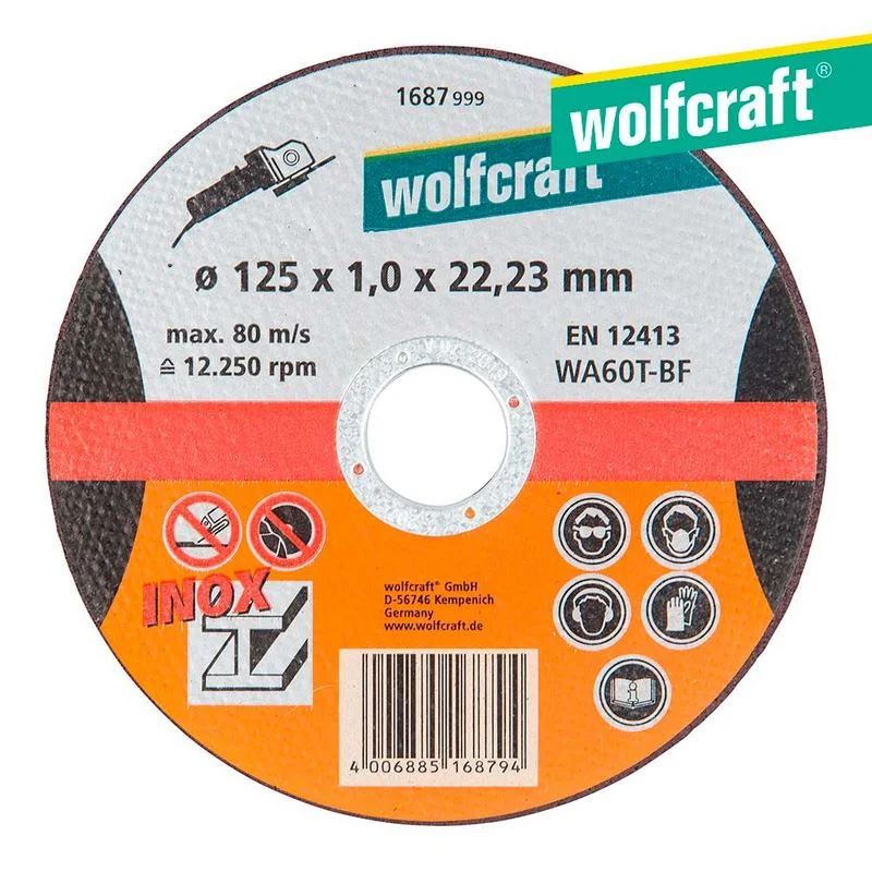 Disco de Corte de Precisão para Inox Ø125x1,0x22,23mm 1687999 Wolfcraft