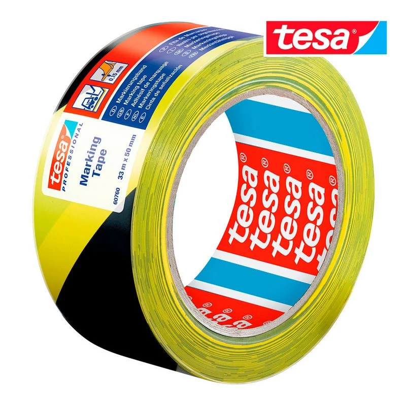 Fita De Sinalização Adesivo Preto/Amarelo 33M X 50