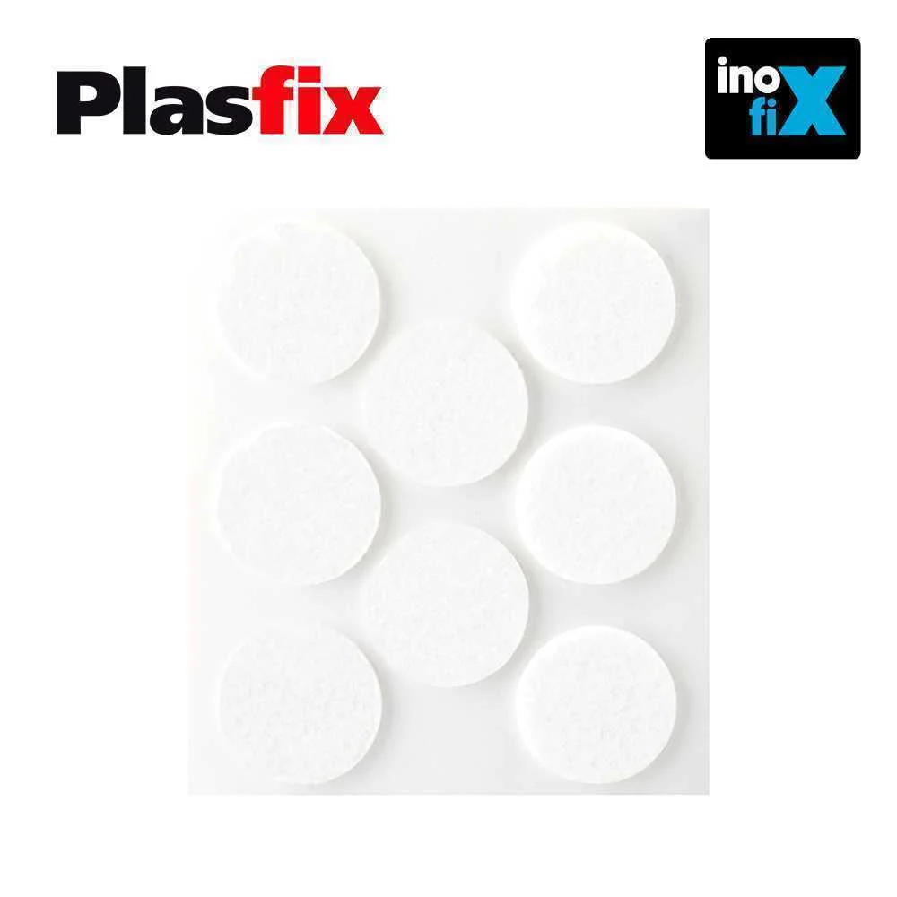 Pack 8 Feltros Adesivos Sinteticos Brancos, Ø27mm Plasfix Inofix