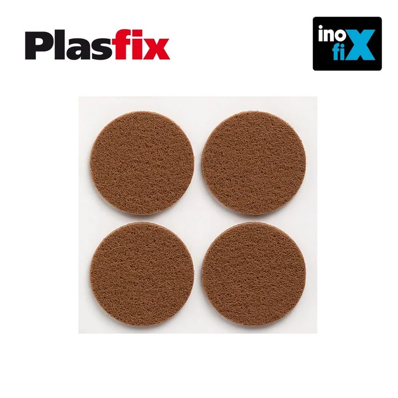 Pack 4 Feltros Adesivos Sinteticos Castanho, Ø38mm Plasfix Inofix