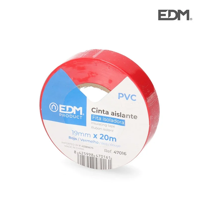 Fita Isoladora 20mx19mm Vermelha Edm