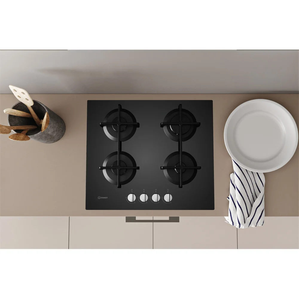 Placa Gas Ing 61t Bk 4 Bocas (Negra) - Indesit