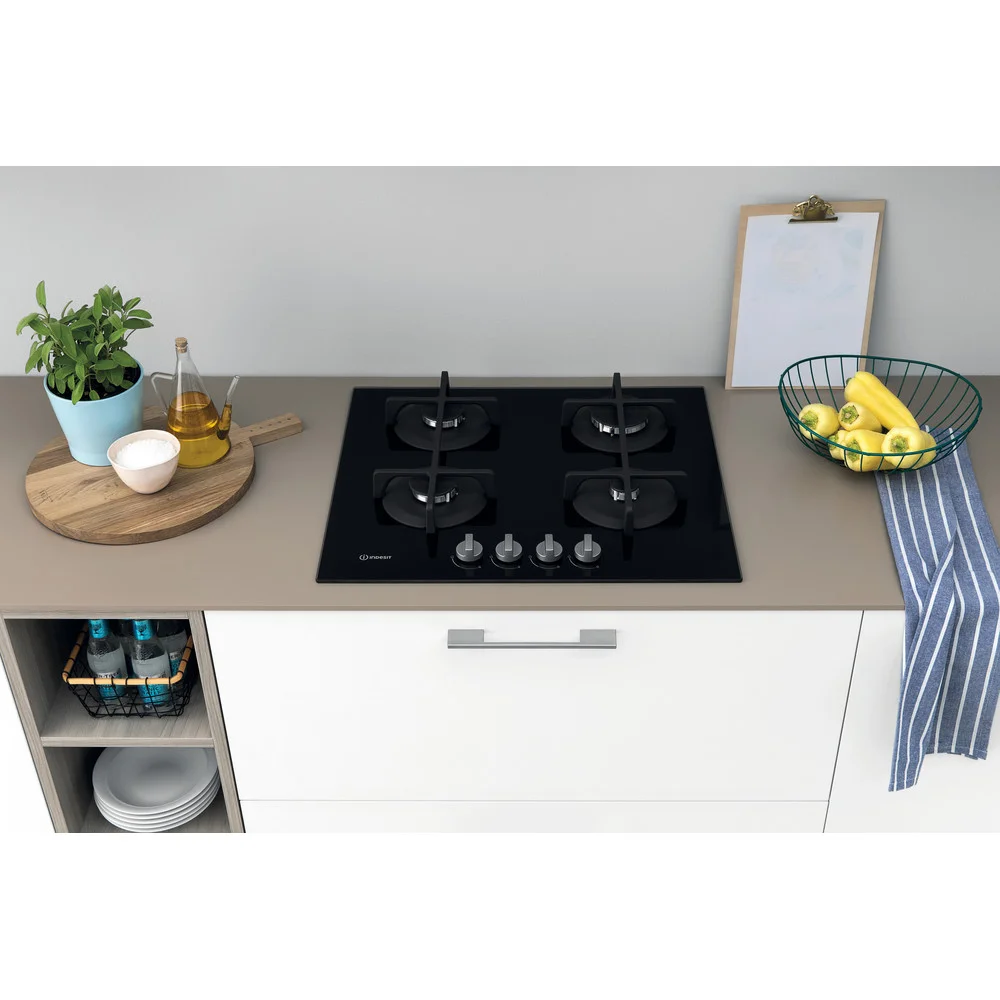 Placa Gas Ing 61t Bk 4 Bocas (Negra) - Indesit
