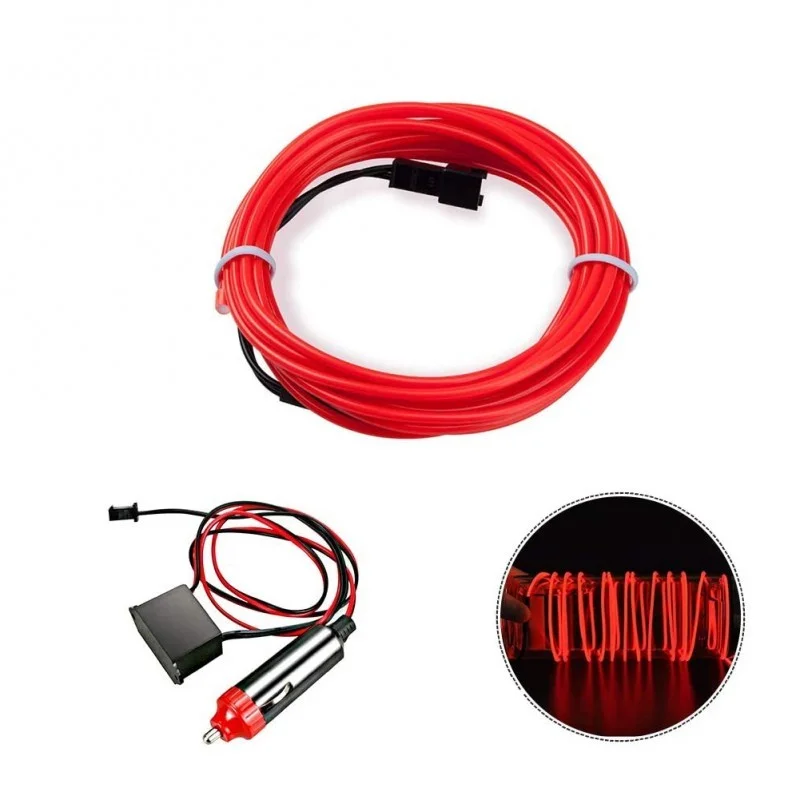 Luz Néon Flexível Vermelha para Carro 5m